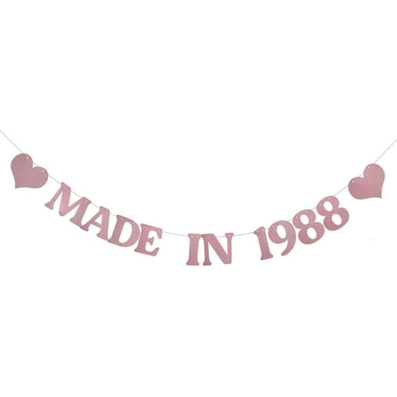 Rose Gold Made in 1988 Banner，Funny 37th Birthday Party Decorations,Made In 1988