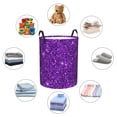thumbnail image 6 of Kll Purple Glitter Waterproof Foldable Laundry Hamper Bucket With Handles For Storage Bin,Kids Room,Home Organizer (Medium), 6 of 8