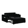 thumbnail image 2 of 54" Pull-Out Sleeper Sofa Bed Double Seat Recliner Sofa Bed w/Armrests w/Storage and Side Pockets, Adjustable Backrest and Lumbar Pillow for Apartments, Living Rooms, etc. w/USB Power Outlet 00588, 2 of 15