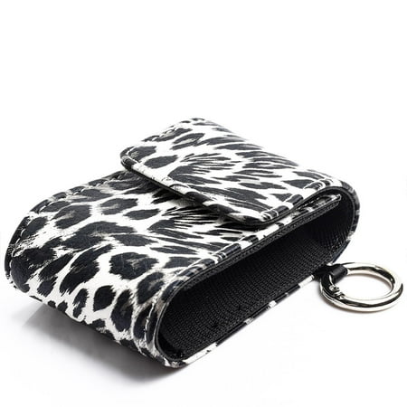 

wendunide home textiles Leather Leopard Print Portable Protective Bag Fingertip Oximeter Storage Box A