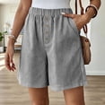 thumbnail image 4 of cocolona Womens Summer Casual Striped Lounge Shorts Elastic Waist Straight Wide Leg Beach Shorts with Pockets, 4 of 5