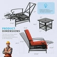 thumbnail image 6 of SUNCROWN 3 Pieces Outdoor Lounge Recliner Set, 2 Adjustable Metal Recliner Sofa Chair and Umbrella Stand Side Square Table Suitable for Garden, Pool, Yard (Red), 6 of 8