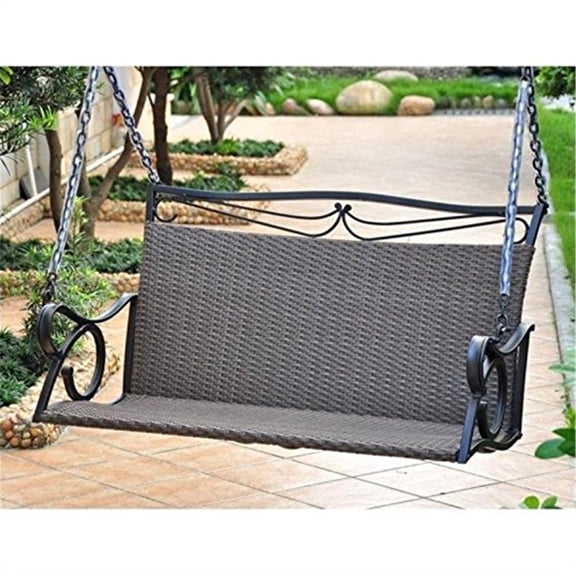 Victorian Loveseat Swing - Resin Wicker Patio Furniture - Outdoor Porch Swing - Elegant Garden Seating