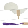 thumbnail image 3 of Unique Bargains 1 Pc Portable Double-Sided Long Handle Round Lily Folding Fan Xuan Paper Bamboo Light Gray, White [Double-Sided Long Handle Round Lily Paper], 3 of 5