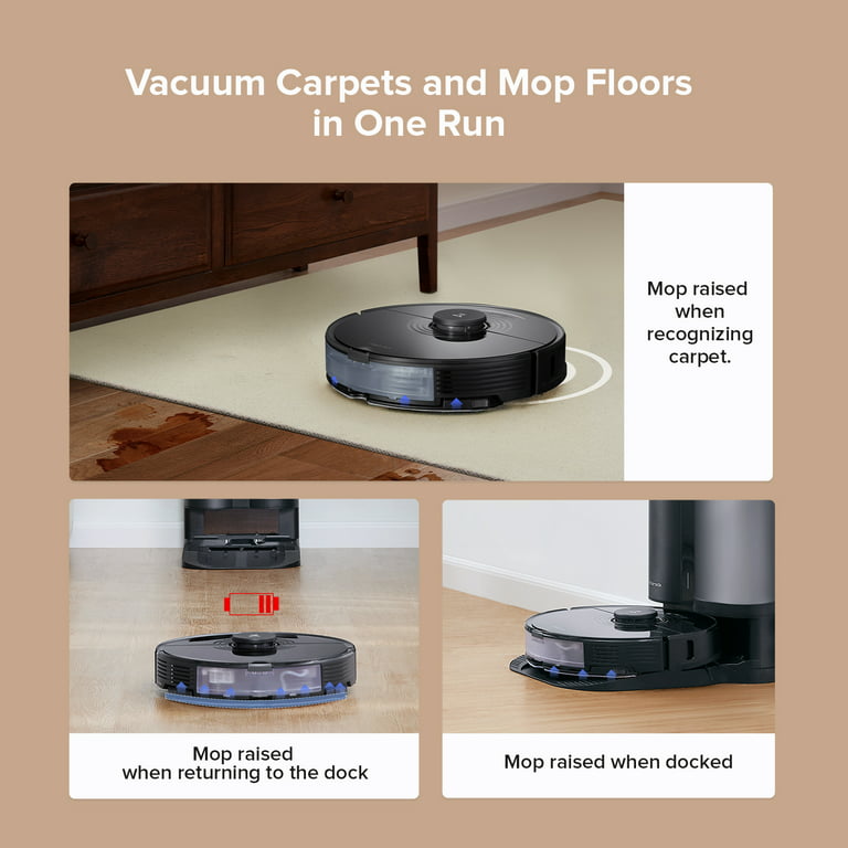roborock S7+ Robot Vacuum and Sonic Mop with Self-Empty Dock, Stores up to  60-Days of Dust, Auto Lifting Mop, Ultrasonic Carpet Detection, 2500Pa  Suction, Black : : Home & Kitchen