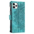 thumbnail image 6 of Nalacover for iPhone 11 Pro Max Embossed Floral Pattern PU Leather Crossbody Case with Shoulder Strap,Shockproof Magnetic Flip Kickstand Credit Card Slots Zipper Pocket Wallet Phone Case,Green, 6 of 10