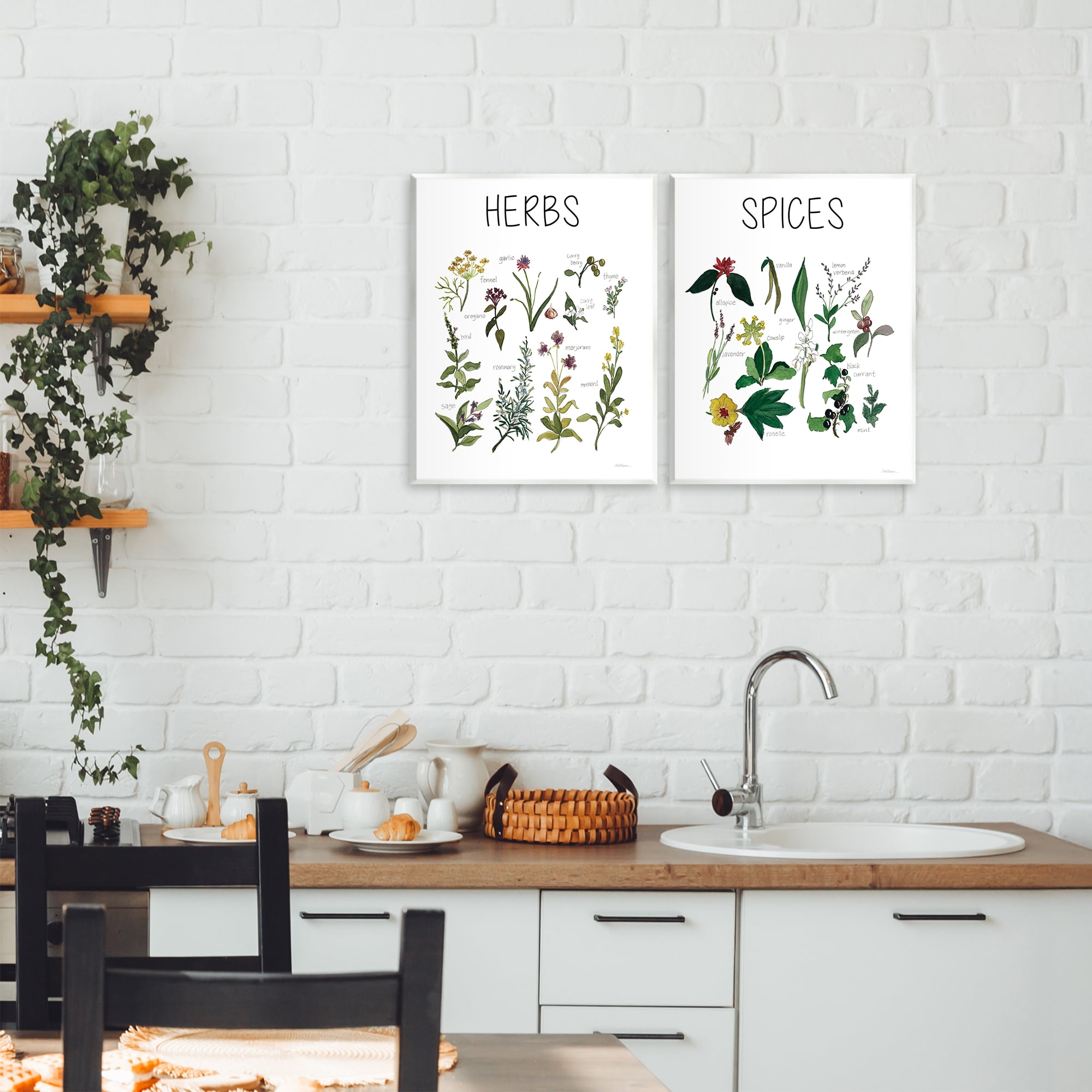 Stupell Industries Culinary Herbs & Spices 2 Piece Wall Plaque Art Set, design by Carol Robinson