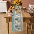 thumbnail image 2 of Teal Blue Brown Beach Coastal Table Runner - 48 Inch Long Nautical Shell Starfish Coral Summer Cotton Linen Blended Dress Scarves Farmhouse Table Runner for Kitchen Dining, Coffee Table, 13" x 48", 2 of 8