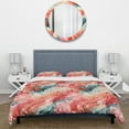 thumbnail image 3 of Designart "Canvas Of Coral In The Tropics II" Tropical Bedding Covert Set - Tropical Bed Set With 2 Shams, 3 of 5