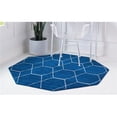 thumbnail image 1 of Unique Loom 3151591 5 x 5 ft. Geometric Trellis Frieze Square Rug, Navy Blue, 1 of 2