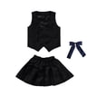 thumbnail image 5 of WAYUTE Girls 3 Piece School Uniform Outfit Sleeveless Button Front Vest and Pleated Skirt with Bow Tie Kids Formal Clothes Sets Casual Outdoor,Black,Size 5-6 Y, 5 of 5