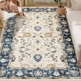 thumbnail image 2 of HOMCOM Machine Washable Area Rug 8x10, Non-Slip Boho Floral Print Floor Carpet for Living Room, Bedroom, Dining Room, Blue, 2 of 10