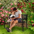 thumbnail image 4 of Ktaxon 47 in Outdoor Garden Bench, Iron Frame, Patio Seat, Black, Steel Bench with PVC Backrest, 4 of 8