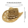 thumbnail image 3 of UJNDER Western Cowboy Hats for Summer Shapeable Straw Sun Hat Hollow Out Design for Men Women Outdoor Activities Casual Wear 01-Khaki, 3 of 7