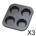 thumbnail image 1 of 3xKitchen 4 tazas Muffin Cakes Pan Bakeware Cake Cookie Bandeja para hornear 3 piezas, 1 of 10