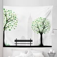 thumbnail image 1 of Tree Tapestry, Minimalist City with Simple Lines and Leaf Patterns in Boho Design Print, Fabric Wall Hanging Decor for Bedroom Living Room Dorm, 5 Sizes, Green Black, by Ambesonne, 1 of 1