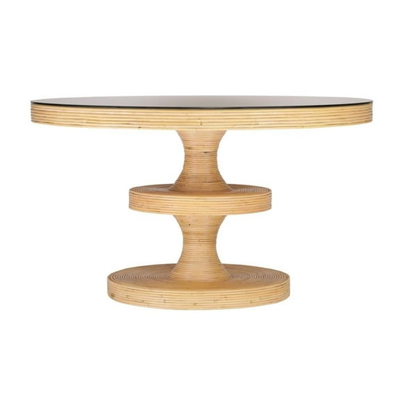 Maklaine Modern Contemporary Natural Rattan Round Dining Table