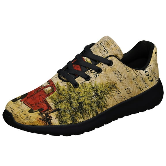 Red Truck Country Roads Take Me Home Shoes Sneakers for Women Men Black Size 3.5