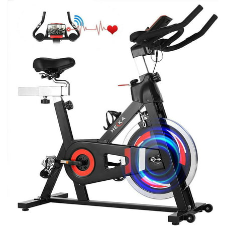 HEKA Exercise Bike, Max 330lb Load, 33lb Flywheel Indoor Cycling Exercise Bike with Heart Rate Sensor, Belt Drive System, Adjustable Seat and Handlebars