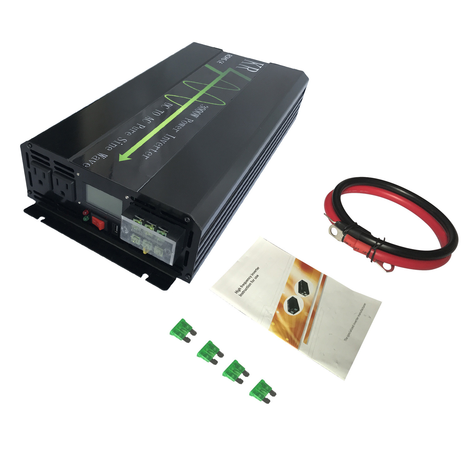 Solar Power Inverter Pure Sine Wave 3000W DC 24V AC 120V 60HZ Off Grid US Stock
