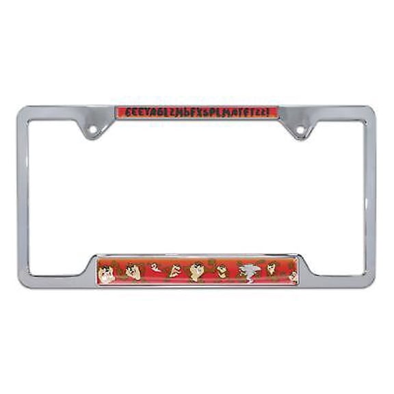 Tasmanian Devil Open Chrome Metal License Plate Frame