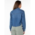 thumbnail image 6 of Celebrity Pink Women's and Women's Plus Hi Low Button Down Denim Top, Sizes XS-4X, 6 of 8