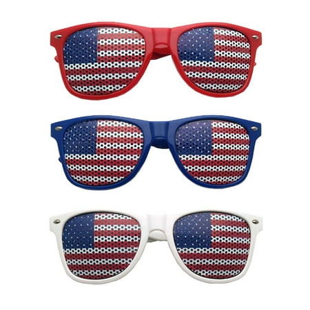 3PC American Flag America Patriotic Design Plastic Shutter Glasses Shades Sunglasses