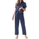 thumbnail image 2 of Conjunto de Pijamas de Satén para Mujeres INSPIRE CHIC, Camisa de Botones de Manga Corta con Solapa y Pantalones, Conjuntos de Ropa de Casa de 2 Piezas XL en Color Marino, 2 of 6
