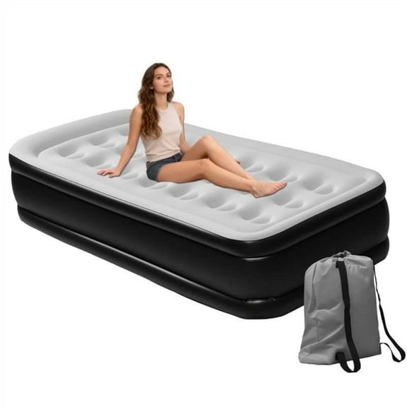 XKZJPG Twin Size Air Mattress with Built in Pump,18'' Blow up Mattress Portable Air Bed with Storage Bag for Guests, Home, Camping