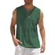 thumbnail image 1 of Camiseta sin mangas con cuello en V para hombre, color liso, moderna, holgada, informal, con cordón y bolsillo, sin mangas, de poliéster, 1 of 6