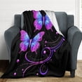 thumbnail image 4 of Dreamy Purple Butterfly Pattern (76)-1 Throw Blanket Warm Microfiber Flannel Bedroom Decor Blankets For Beds, 4 of 6