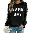 thumbnail image 3 of ADSSDQ Oversized Crewneck Sweatshirts Women Fall Fashion Football Print Sweatshirt Pullover Tops Lightweight Long Sleeve Shirts Blouse Black 2XL, 3 of 3