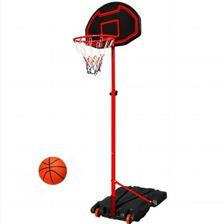 Furnibear 28" Kids Portable Basketball Hoop,5.2-7 ft Quick-Adjust, Leak-Proof Heavy Base, Shatterproof PC Backboard, Tool-Free 10-Min Assembly, Indoor/Outdoor All-Weather Gift