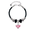 thumbnail image 2 of Delight Jewelry Silvertone Hot Pink Enamel Heart with Cutout Aunt Celtic Knot Leather Bead Bracelet, 7"+2" Extender, 2 of 4