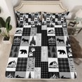 thumbnail image 2 of Homewish Jungle Deer Bear Bed Sheets,Rustic Outdoor Adventure King Sheets,Gray Checkered Sheet Set For Kids,Ultra Soft Home Decor,4-Piece, 2 of 7