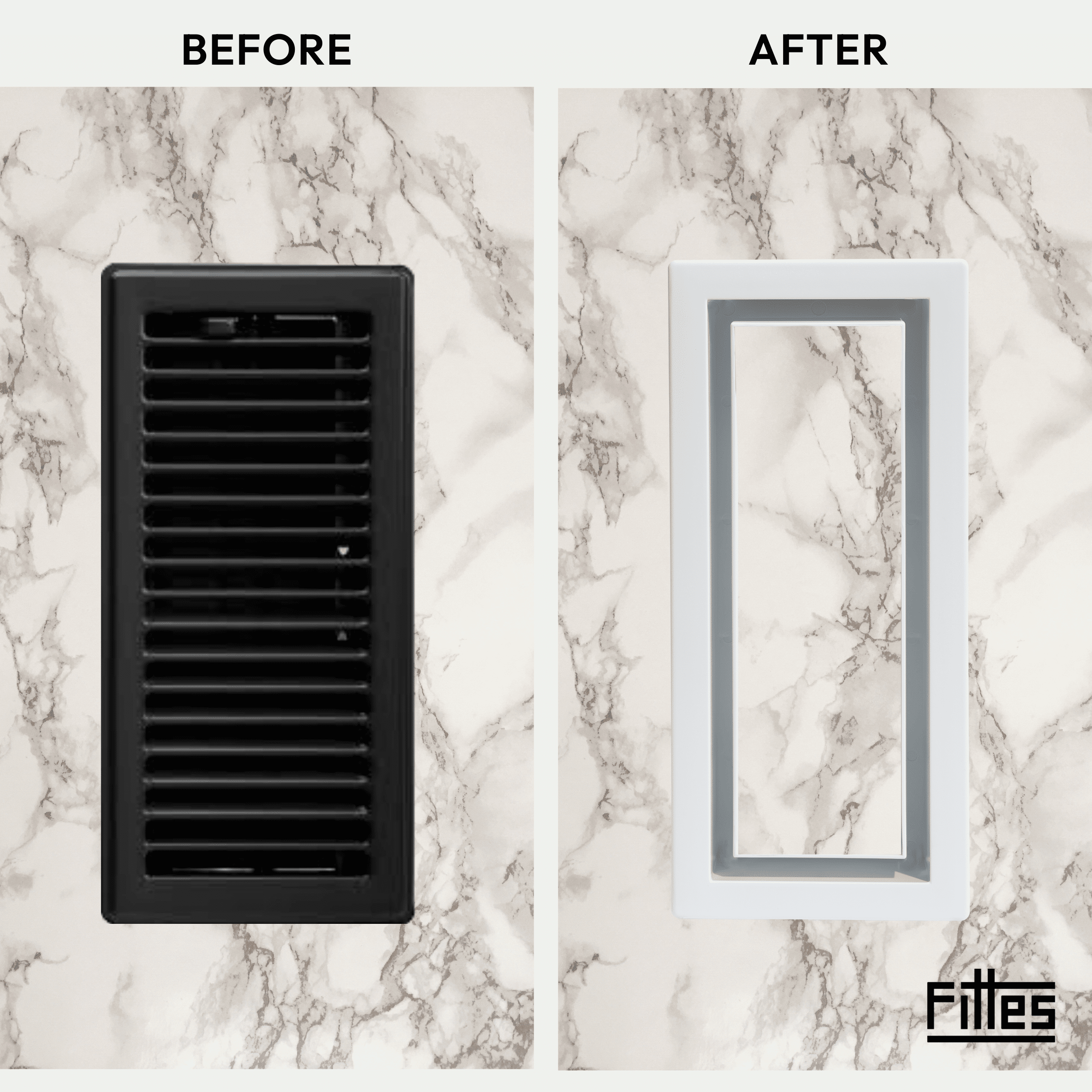 Fittes Framed Floor Vent [Lite], Minimalist ABS Plastic HVAC Air Return Register Cover, Customizable Modern Airflow Solution for Home Floor, Easy 15-Min DIY Install – 3"x10" – Matte Black