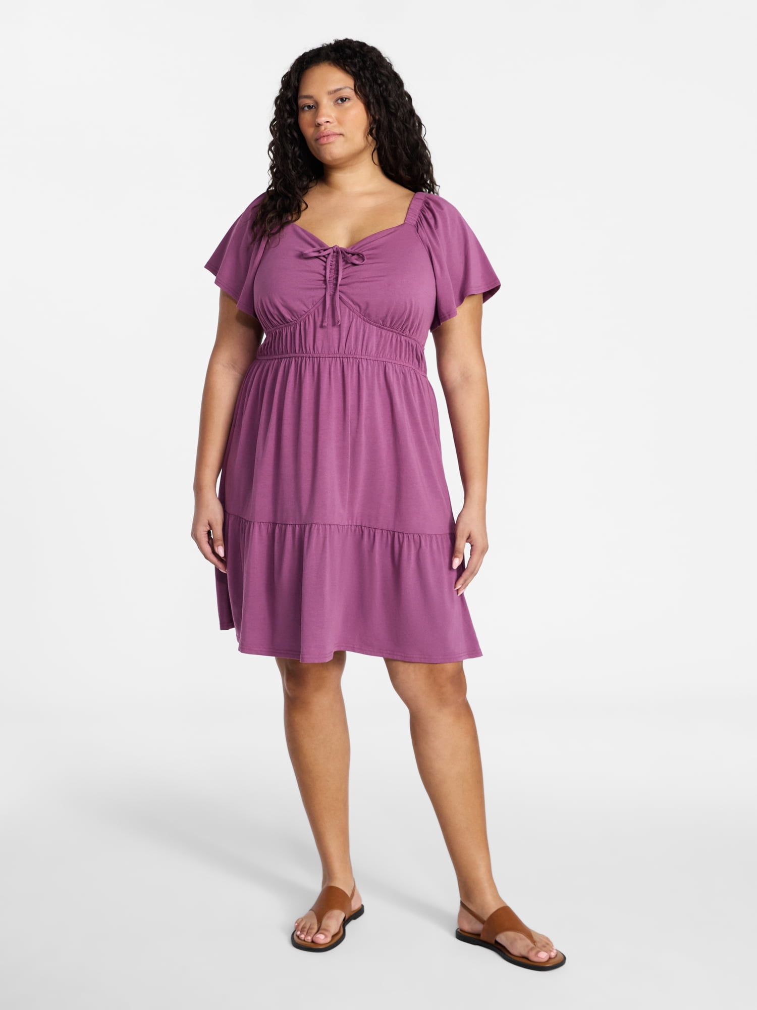 Terra & Sky Women's Plus Tiered Mini Dress, Sizes 0X-5X