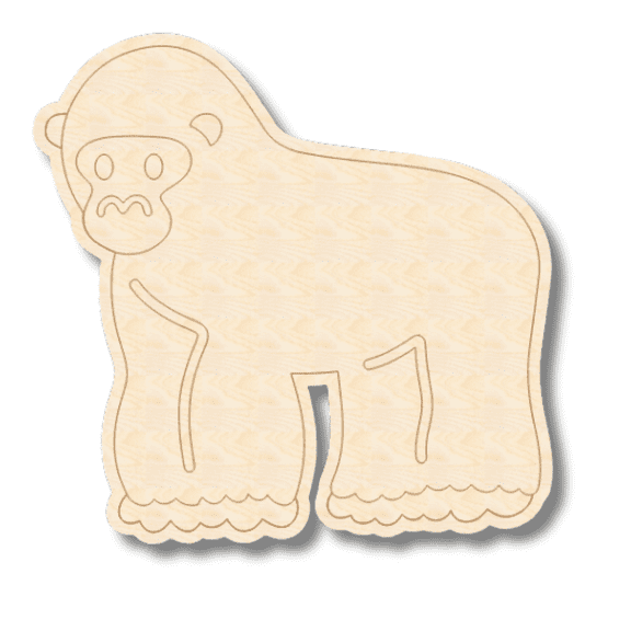 Unfinished Wood Etched Gorilla Shape | Paint By Line Crafts 30" / 1/4"