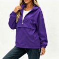 thumbnail image 6 of IUYRTFE Women's Half Zip Waterproof Jacket with Detachable Hood Long Sleeve Outdoor Windbreaker, 6 of 7