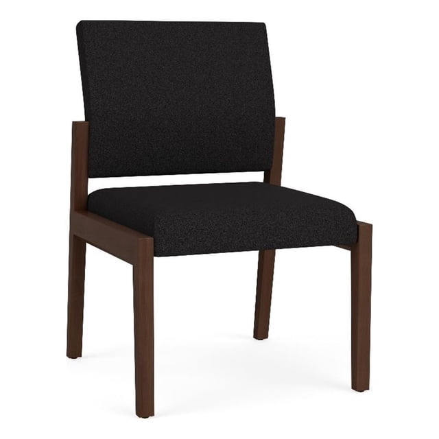 Pemberly Row Waiting Reception Armless Guest Chair Wood Frame in Black