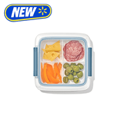 OXO Prep & Go 1.8-Cup Leakproof Slim Snack Container with Removable Divider, Food Storage Container for Snacks, Fruits and Meal Prep, Ocean Blue