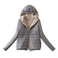 thumbnail image 2 of Edvintorg Womens Coat with Hood Plus Fleece Cotton Jacket Warm Lamb Fleece Top Coat Sweater Long Sleeve Zipper Outwears, 2 of 3