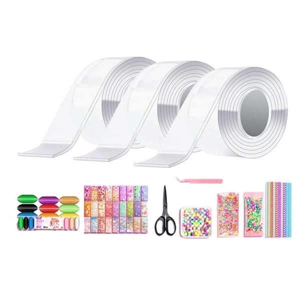 Soplar burbujas cinta de doble cara juguete educativo cintas multiusos tiras cinta que , 3 uds claro, Herramienta completa de 5 cm