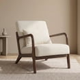 thumbnail image 4 of PAPROOS Mid-Century Modern Accent Chair, Velvet Fabric Arm Chair with Wood Frame and Pillow, Upholstered Armchair Comfort Reading Chair Lounge Chair for Living Room Bedroom Sunroom, Beige, 4 of 11