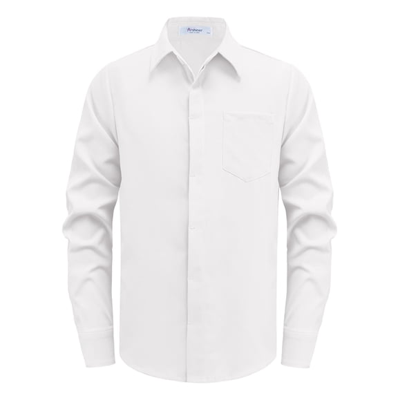 Arshiner Boys Long Sleeve Dress Shirt Solid Button Down Shirt School Formal Uniform Shirts with Pocket