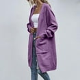 thumbnail image 6 of Women's Cardigan Sweaters Long Sleeve Plus Size Solid Cable Knit Open Front Outerwear Women's Winter Long Sleeve Knitwear Solid Color Loose Large Double Pocket Sweater Cardigan Pocket Long Coat, 6 of 7