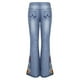 thumbnail image 5 of Pntutb Mujer Bordado Destoryed Flare Jeans Botón Cintura Bell Bottom Denim Pantalones Pntutb Pntutb-2891, 5 of 9