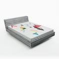thumbnail image 1 of Ambesonne Abstract Fitted Sheet, Triangle Geometric, Full Size, Mustard Pale Grey Teal, 1 of 2