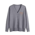 thumbnail image 2 of Womens Knit Cardigans Sweater Open Front Button down Long Sleeve Sweaters Heart Print Outwears Fall Outfits New Lightweight Cardigans for Women Trendy Gray XL, 2 of 5
