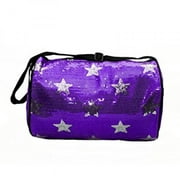 Girl'S Quilted Nylon Dance Duffel Bag W/ Sequin Stars (Purple)